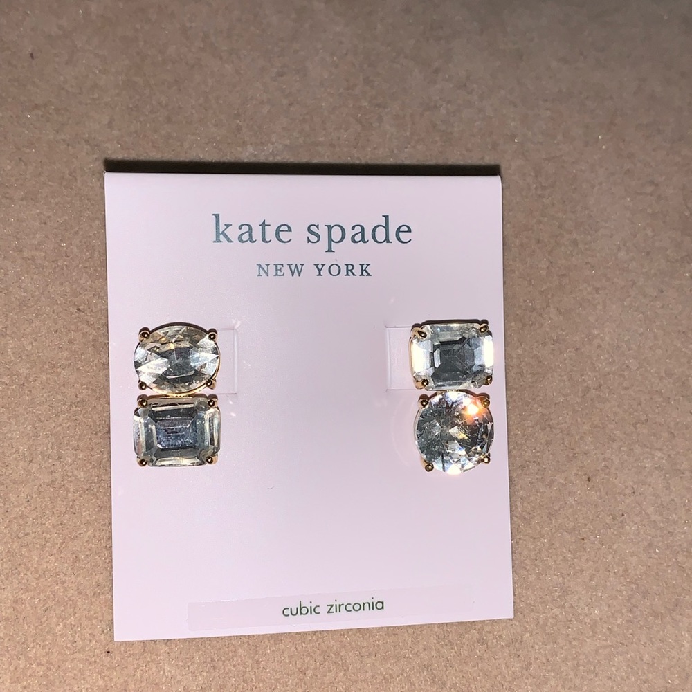 Kate Spade bright ideas mismatch earrings clear gold